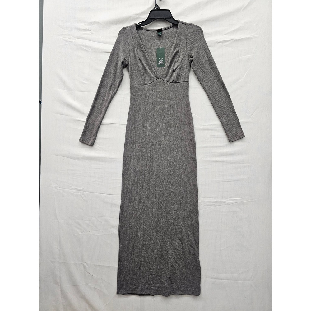 Wild Fable Womens V-Neck Maxi Dress Gray Rayon Blend Casual Size XS